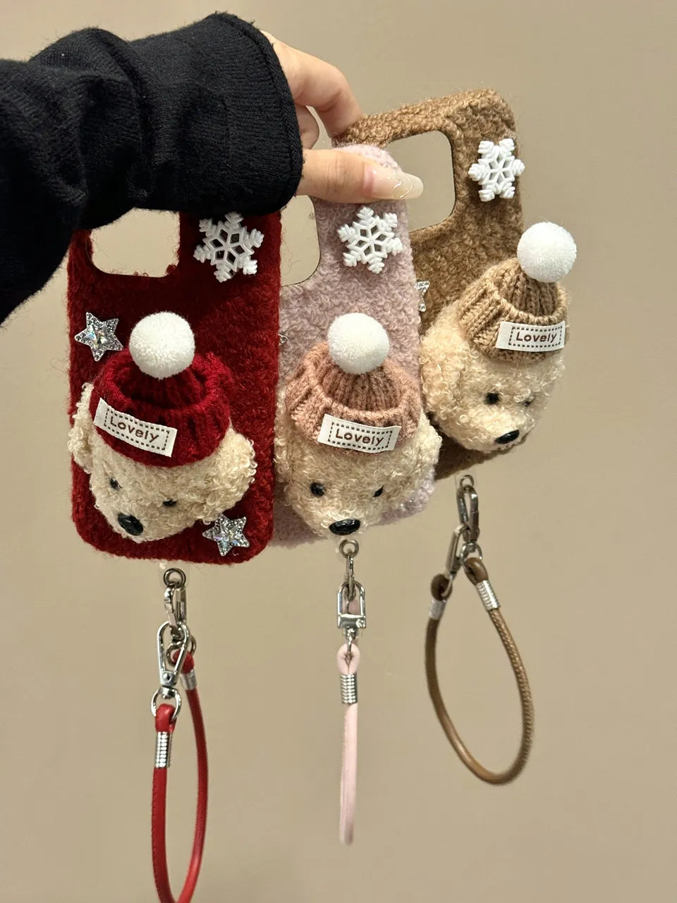 OverseaCases™  Plush Hat Dog with Snowflakes Case for iPhone 14 Series