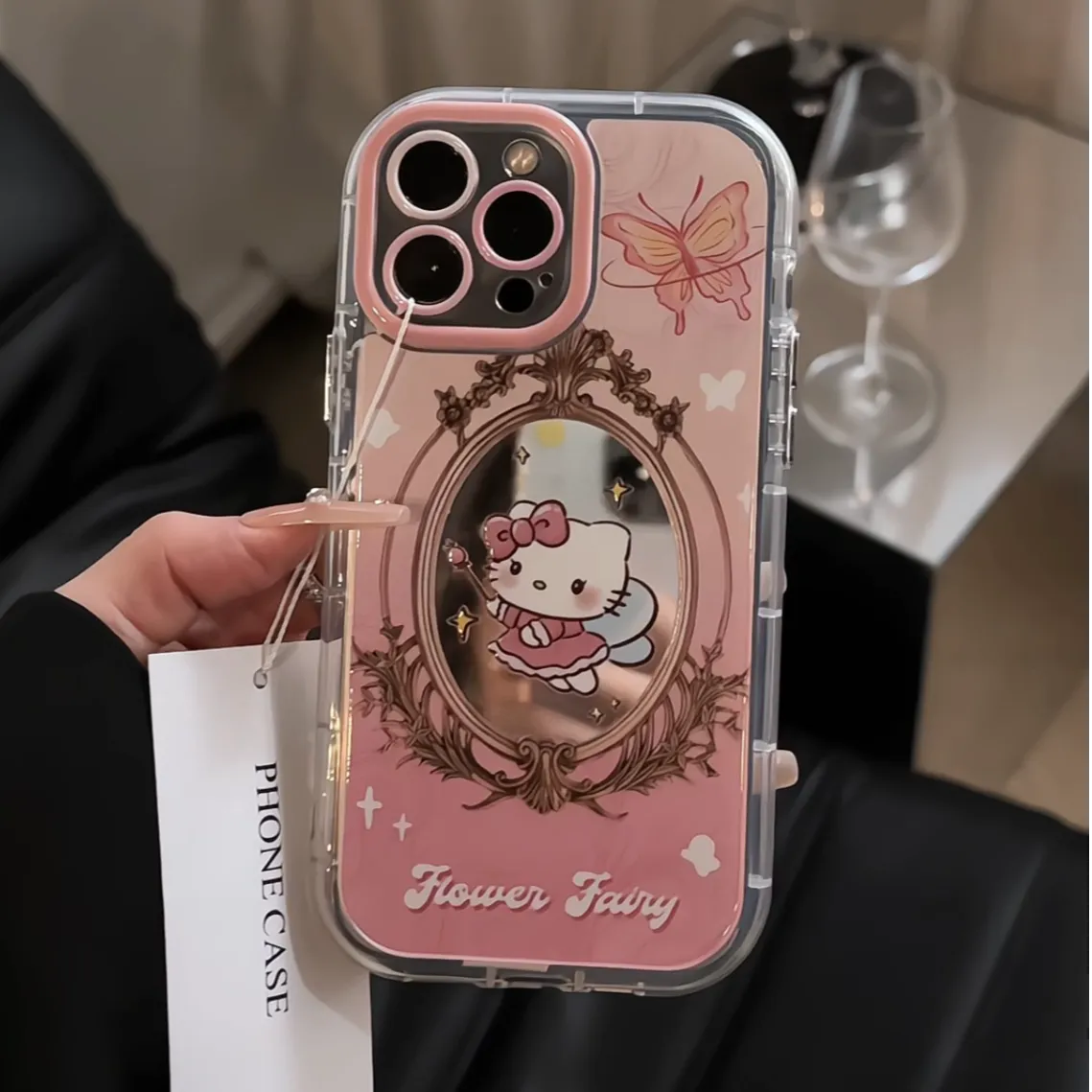 OverseaCases™  Mirror Cream Hello Kitty Case For iPhone 16 Series