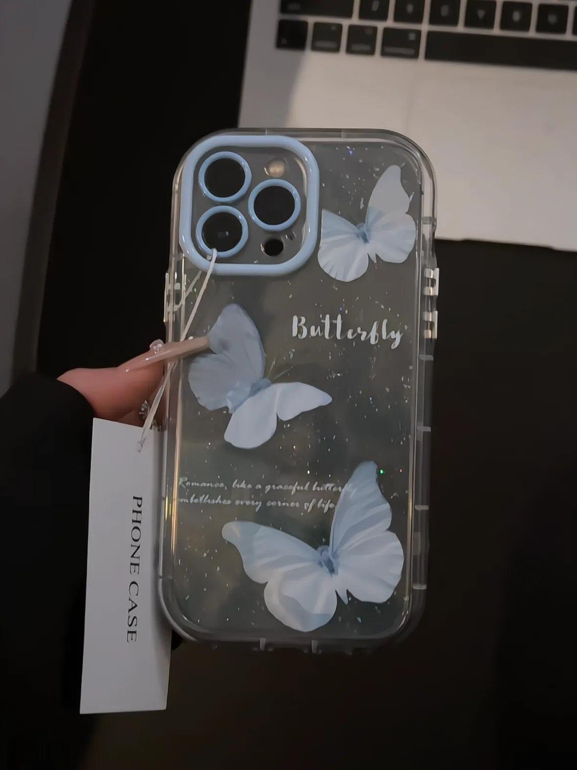 OverseaCases™  Water Ripple Glitter Butterfly Case  Creative Design for iPhone 15 Series