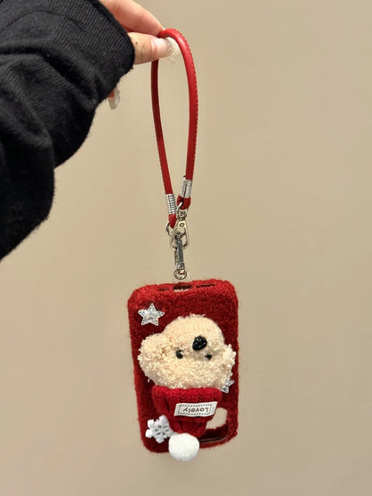 OverseaCases™  Plush Hat Dog with Snowflakes Case for iPhone 14 Series