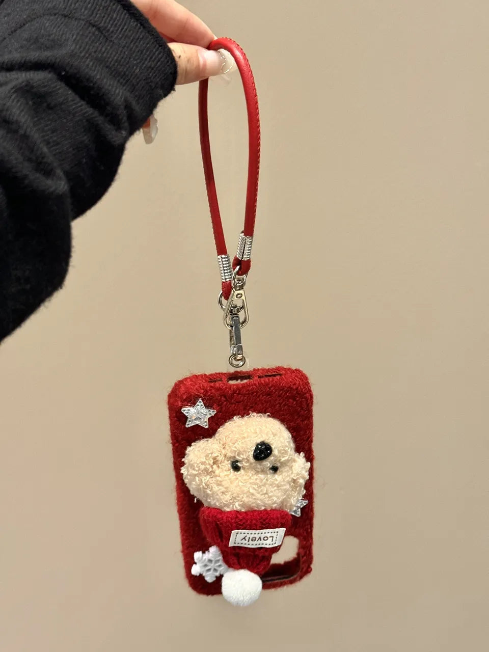 OverseaCases™  Plush Hat Dog with Snowflakes Case for iPhone 15 Series